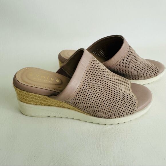 Evolve by Easy Spirit Womens Zooey Leather Wedge Heels Slide Sandal Pink Size 7M - Picture 5 of 11